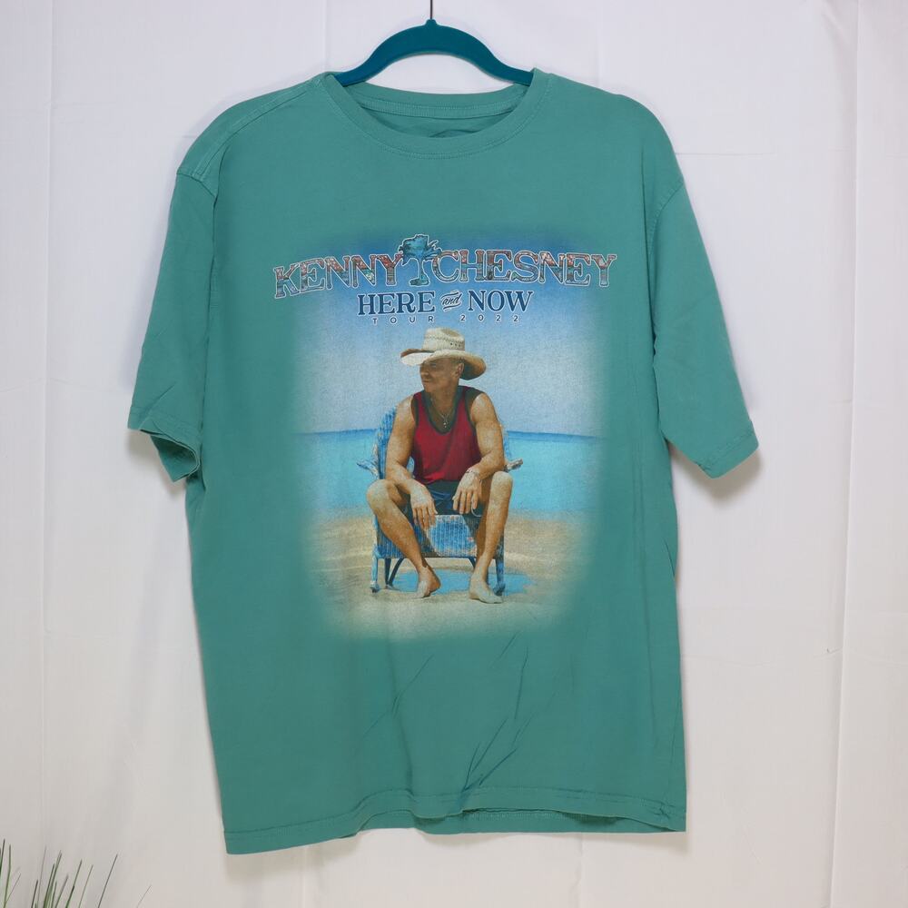 Kenny Chesney Here and Now Tour 2022 Green Graphic T-Shirt Concert Tee‎ L